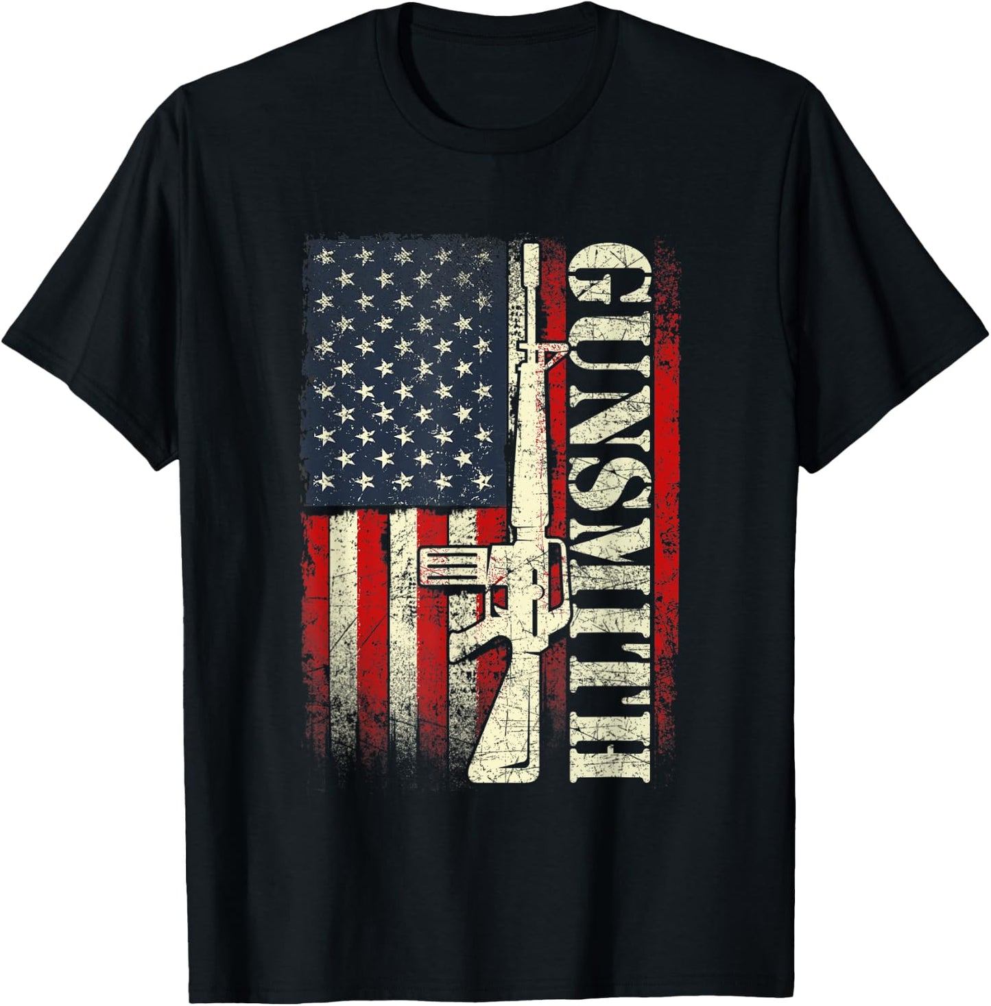 Gunsmith - USA American Flag Gunsmithing Gun Builder Rifle Men T-Shirt - T-Shirt | Black