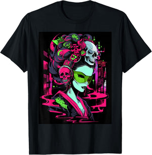 Fashion-Forward Trendy Graphic: Design Showcases a Skull T-Shirt - T-Shirt | Black