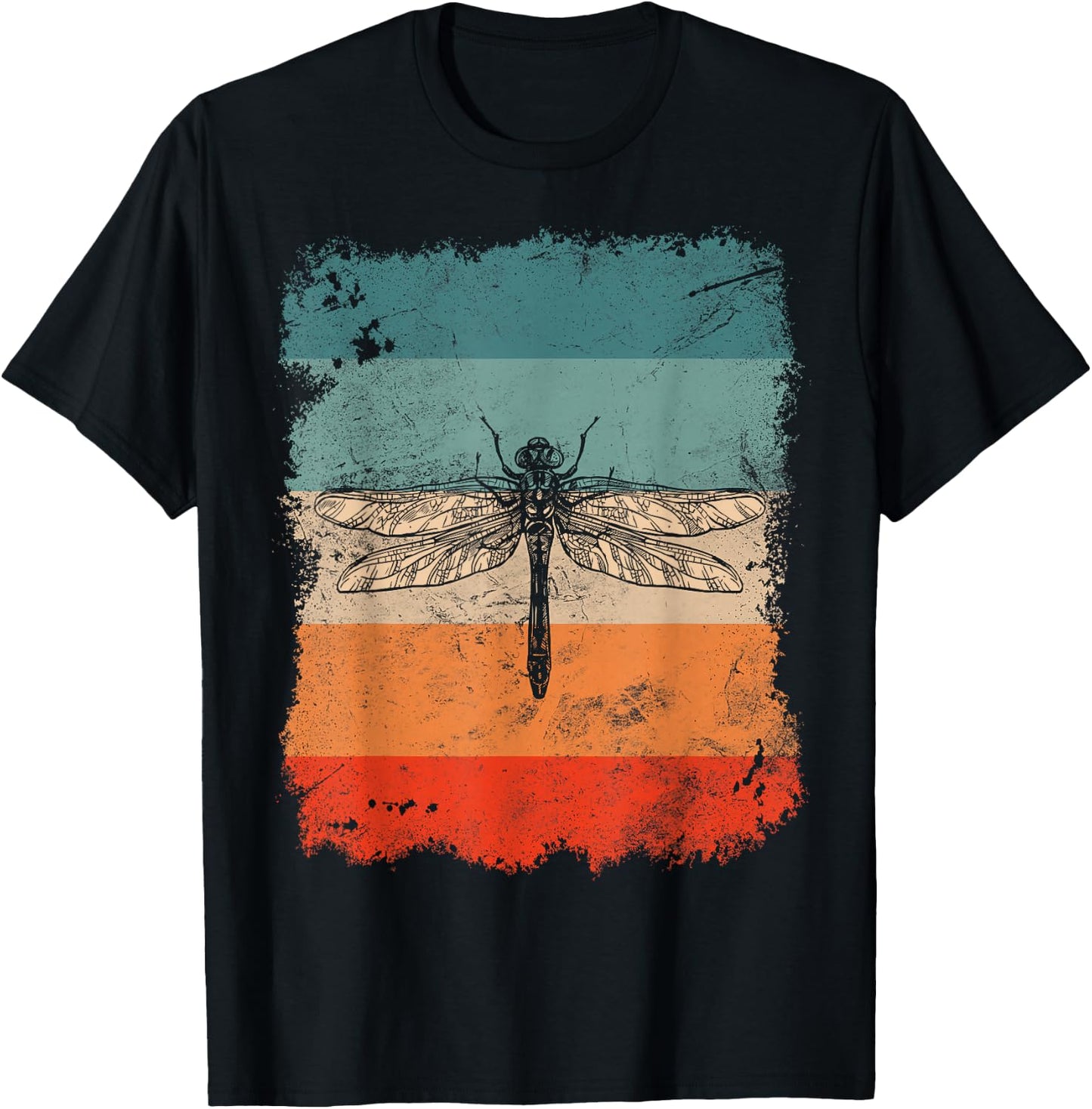 Retro Vintage Insect Dragonfly T-Shirt - T-Shirt | Black