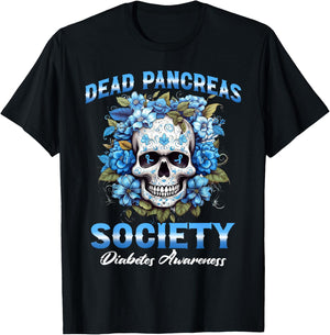 Dead Pancreas Society Diabetes Awareness Skull T-Shirt - T-Shirt | Black