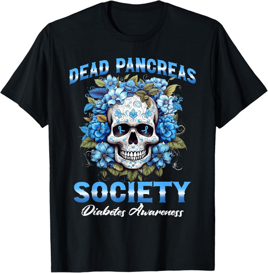 Dead Pancreas Society Diabetes Awareness Skull T-Shirt - T-Shirt | Black