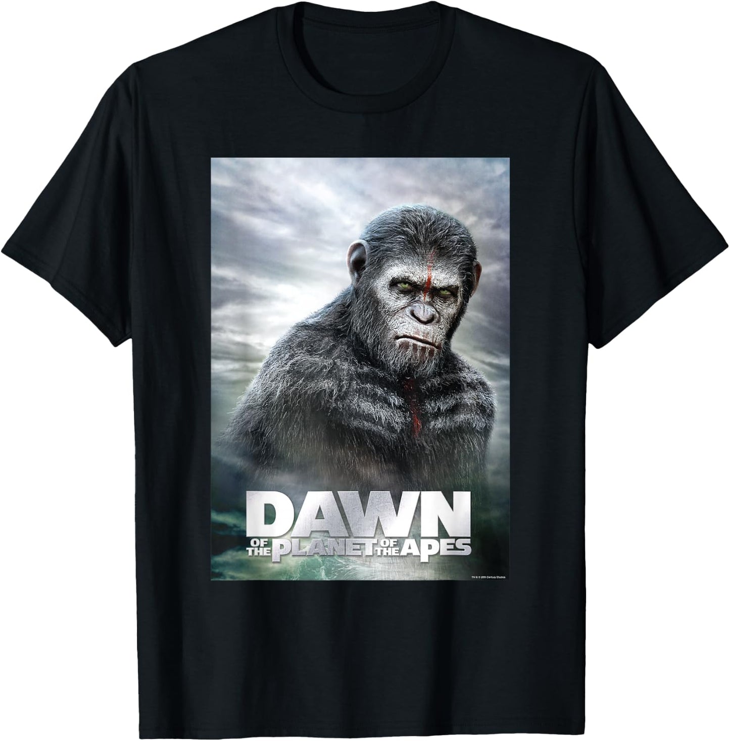 Dawn of The Planet of The Apes Caesar in Paint Movie Poster T-Shirt - T-Shirt | Black