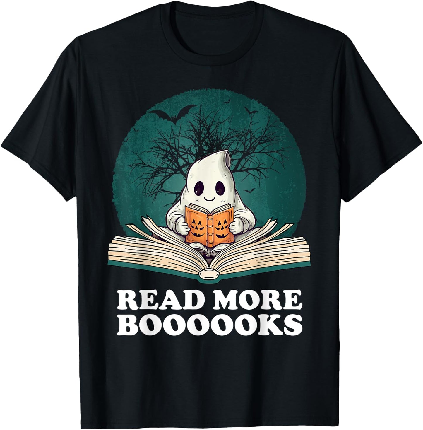 Read More Books Ghost Halloween Booooks Cute Boo read a book T-Shirt - T-Shirt | Black