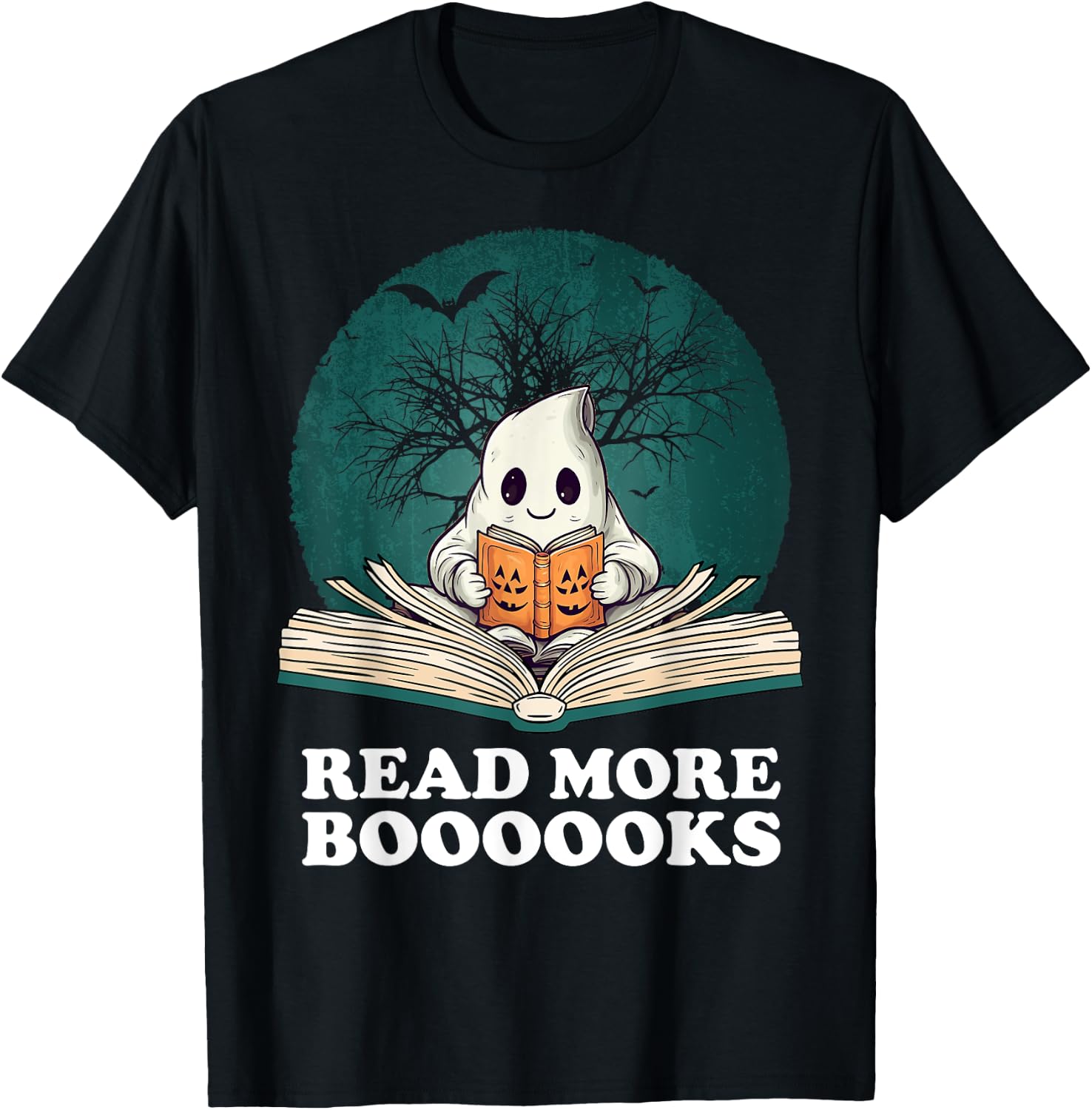 Read More Books Ghost Halloween Booooks Cute Boo read a book T-Shirt - T-Shirt | Black