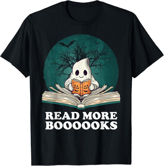 Read More Books Ghost Halloween Booooks Cute Boo read a book T-Shirt - T-Shirt | Black
