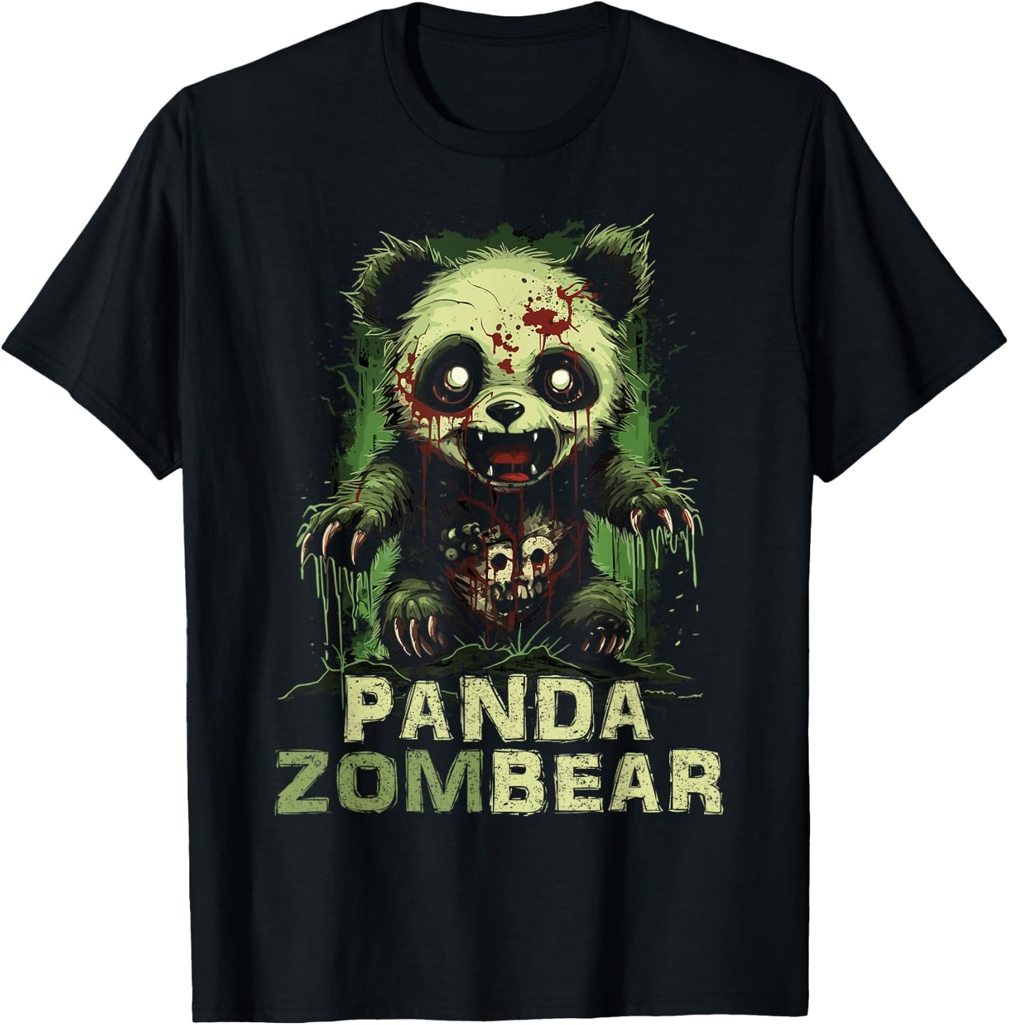 Panda Bear Zombie Halloween For Kids Women Men Funny T-Shirt - T-Shirt | Black