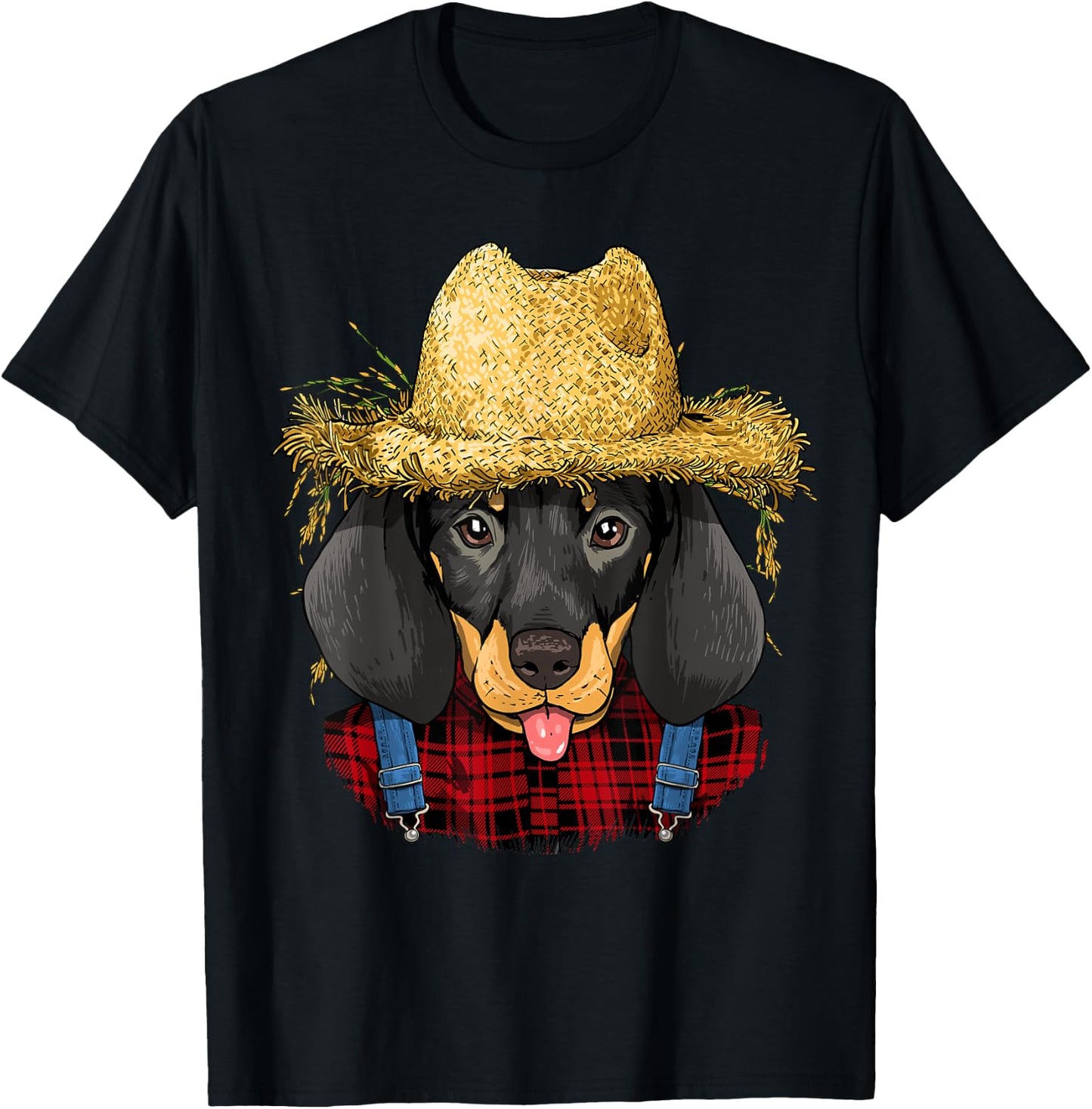 Dachshund Farmer Wiener Sausage Dog Lover Women Kids T-Shirt - T-Shirt | Black