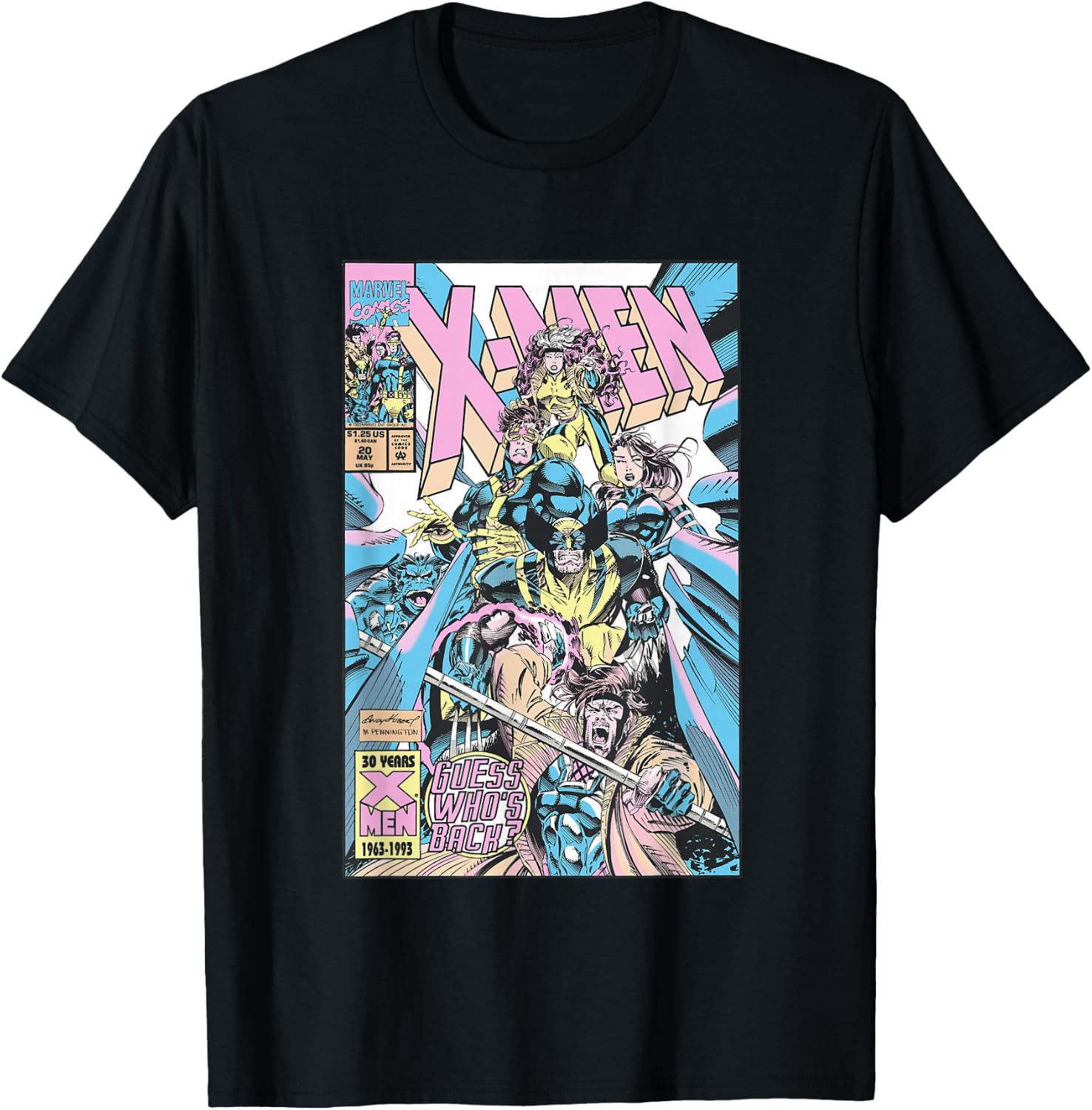 Marvel X-Men Guess Who's Back Vintage Neon Comic Cover T-Shirt - T-Shirt | Black