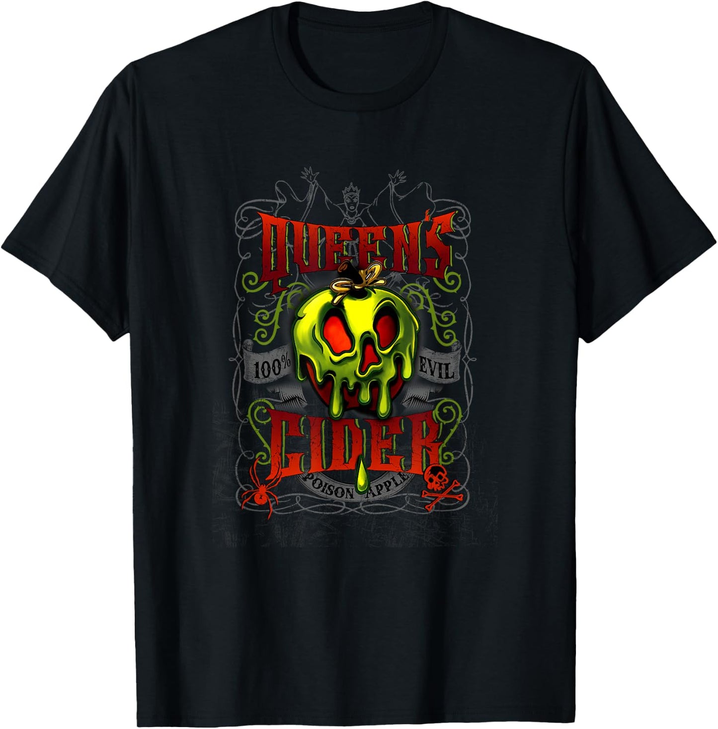 Disney Snow White Queen's Cider Poison Apple 100% Evil Logo T-Shirt - T-Shirt | Black