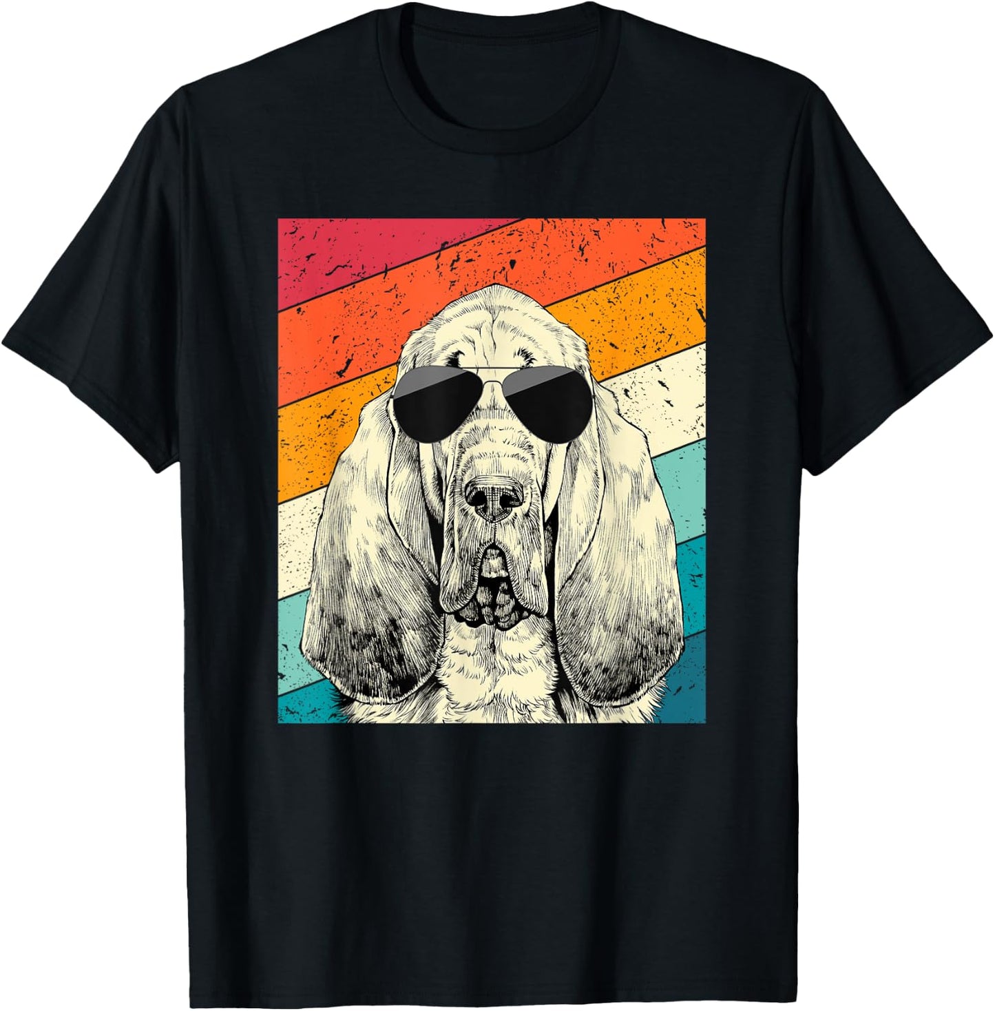 Retro Vintage Bloodhound with Sunglasses Dog Lovers Men Women Girls Kids T-Shirt - T-Shirt | Black