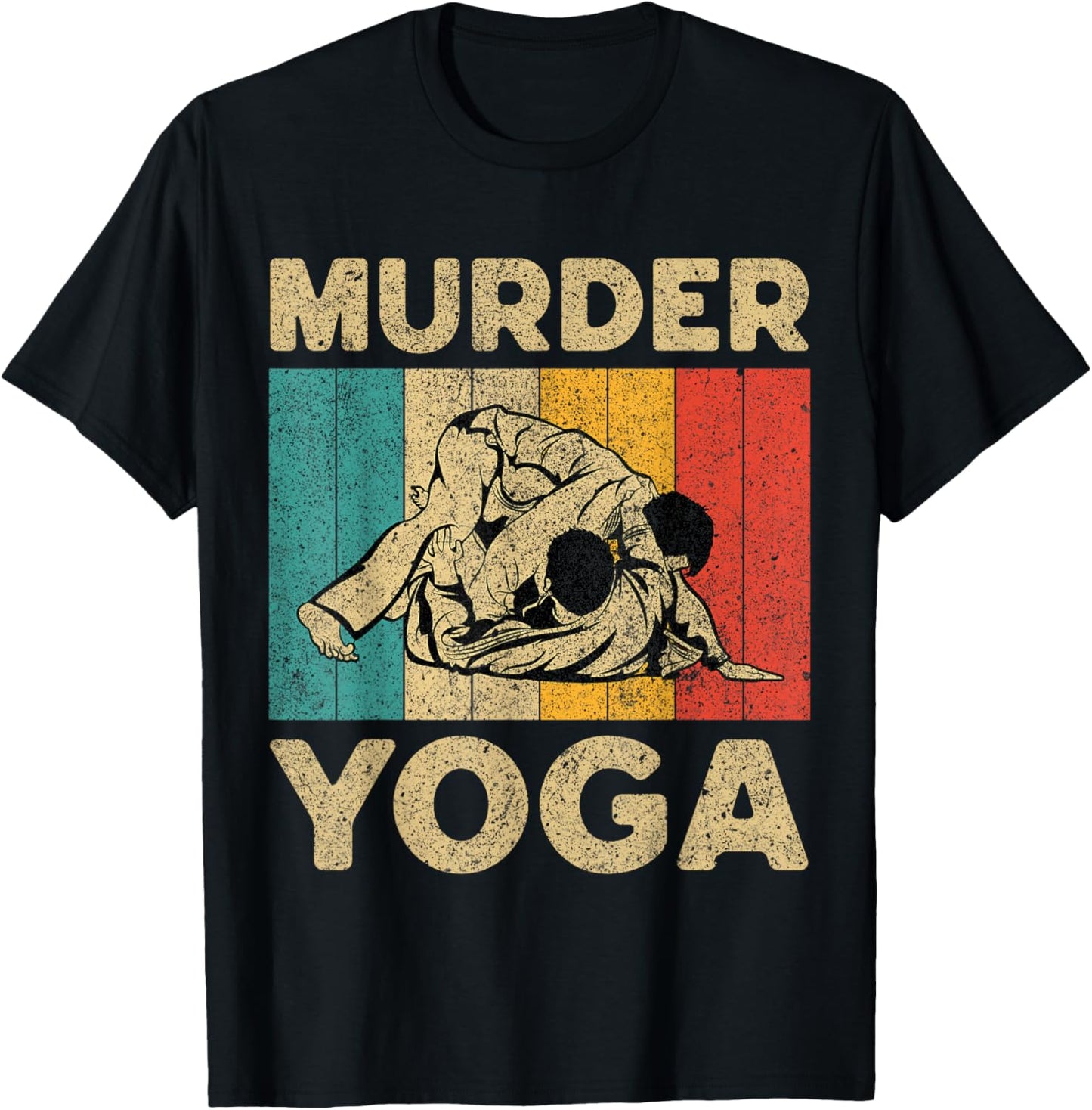 Murder Yoga Funny Vintage BJJ Brazilian Jiu Jitsu T-Shirt - T-Shirt | Black