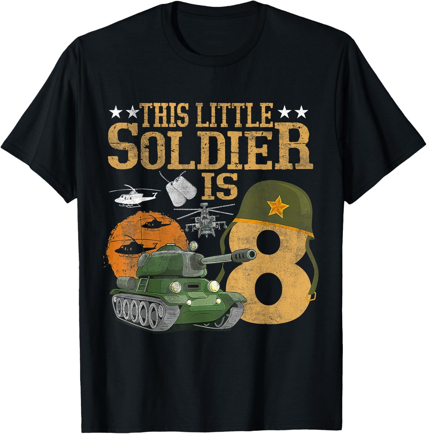 Birthday Military Themed Camo This Little Soldier Is 8 Boys T-Shirt - T-Shirt | Black