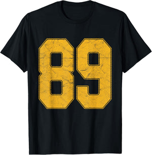 Number 89 Numbered Uniform Sports Team Jersey 89th Birthday T-Shirt - T-Shirt | Black