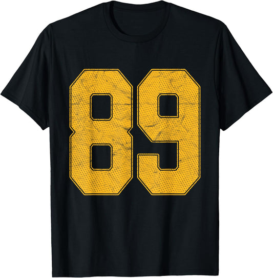Number 89 Numbered Uniform Sports Team Jersey 89th Birthday T-Shirt - T-Shirt | Black