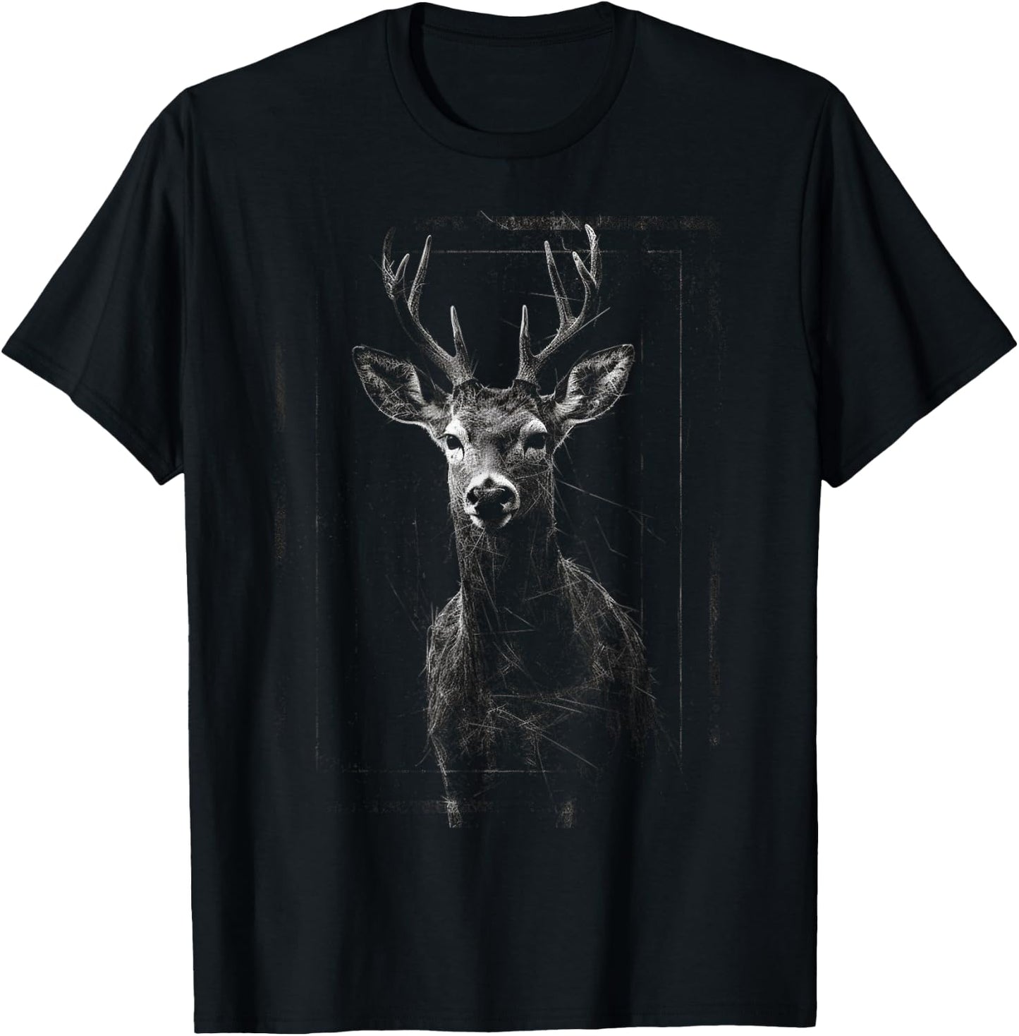 Deer Artwork Motif - Art Animal Deer T-Shirt - T-Shirt | Black