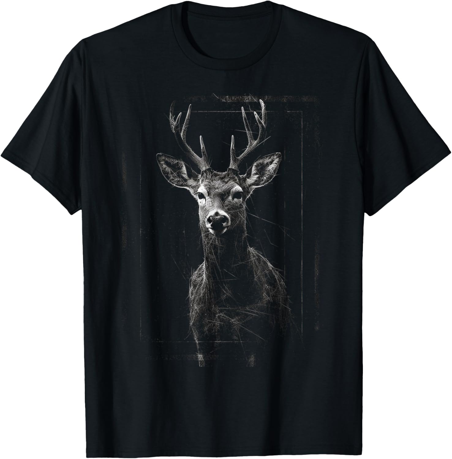 Deer Artwork Motif - Art Animal Deer T-Shirt - T-Shirt | Black