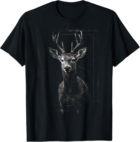 Deer Artwork Motif - Art Animal Deer T-Shirt - T-Shirt | Black