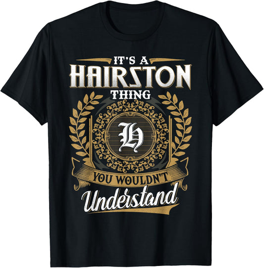 HAIRSTON Family Last Name HAIRSTON Surname Personalized T-Shirt - T-Shirt | Black