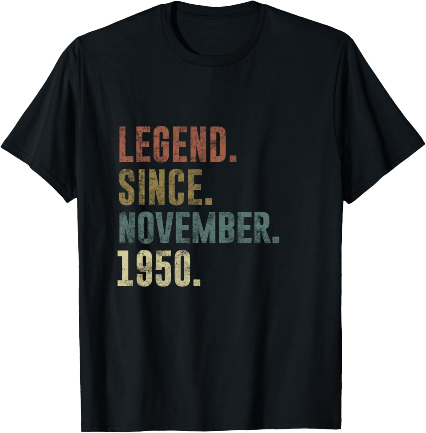 Funny 1950 75th Birthday Vintage Legend Since November 1950 T-Shirt - T-Shirt | Black