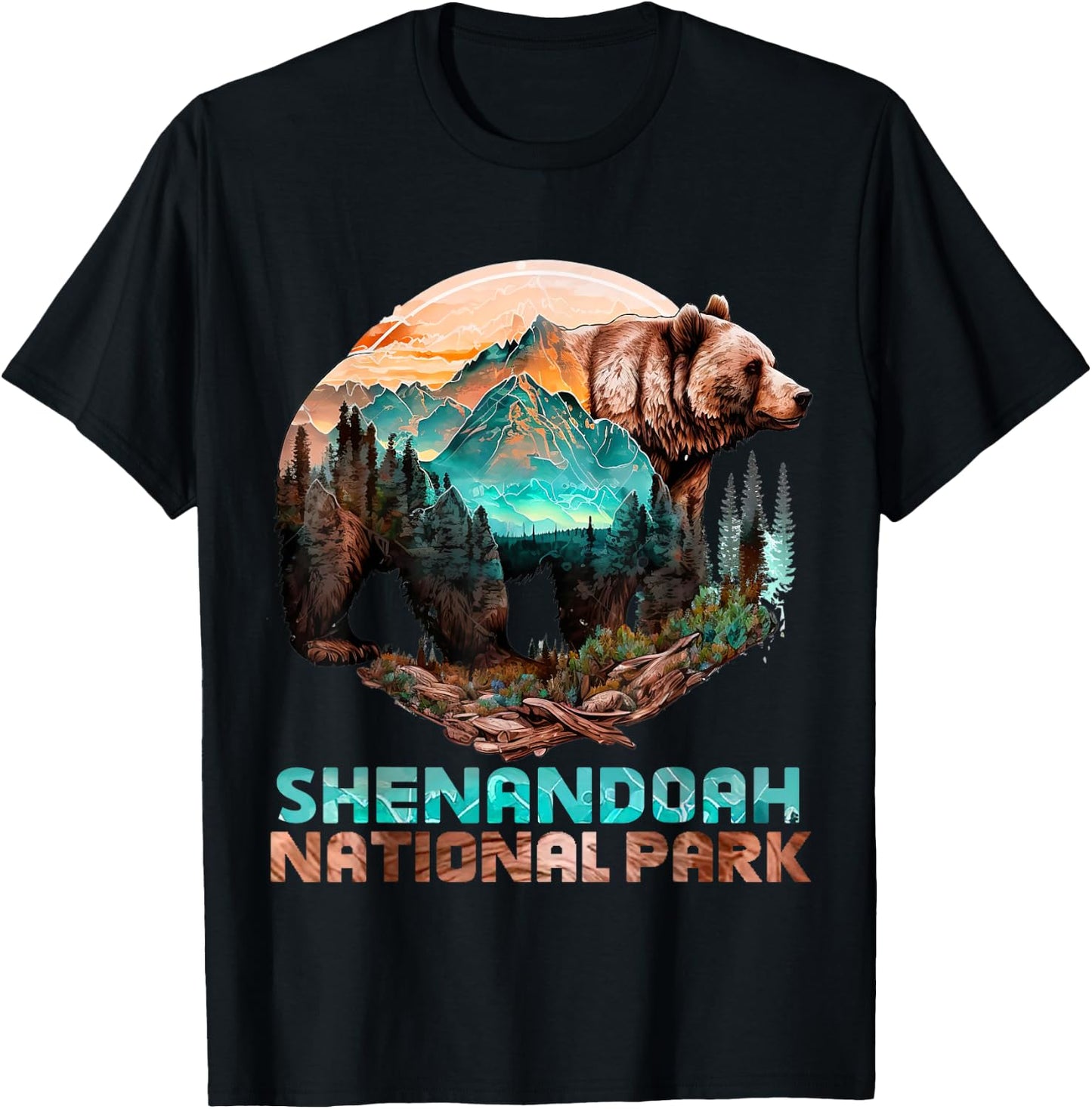 Shenandoah National Park Alaska Grizzly Bear Mountain Hike T-Shirt - T-Shirt | Black