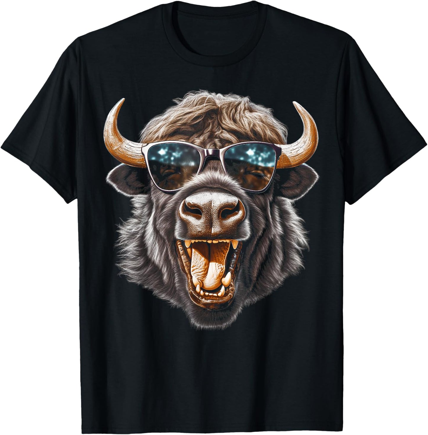 Western Buffalo sunglasses funny American Bison T-Shirt - T-Shirt | Black