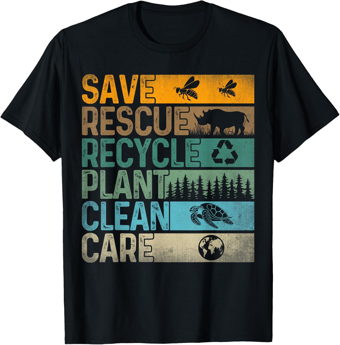 Save Bees Rescue Animals Recycle Plastic - Earth Day T-Shirt - T-Shirt | Black