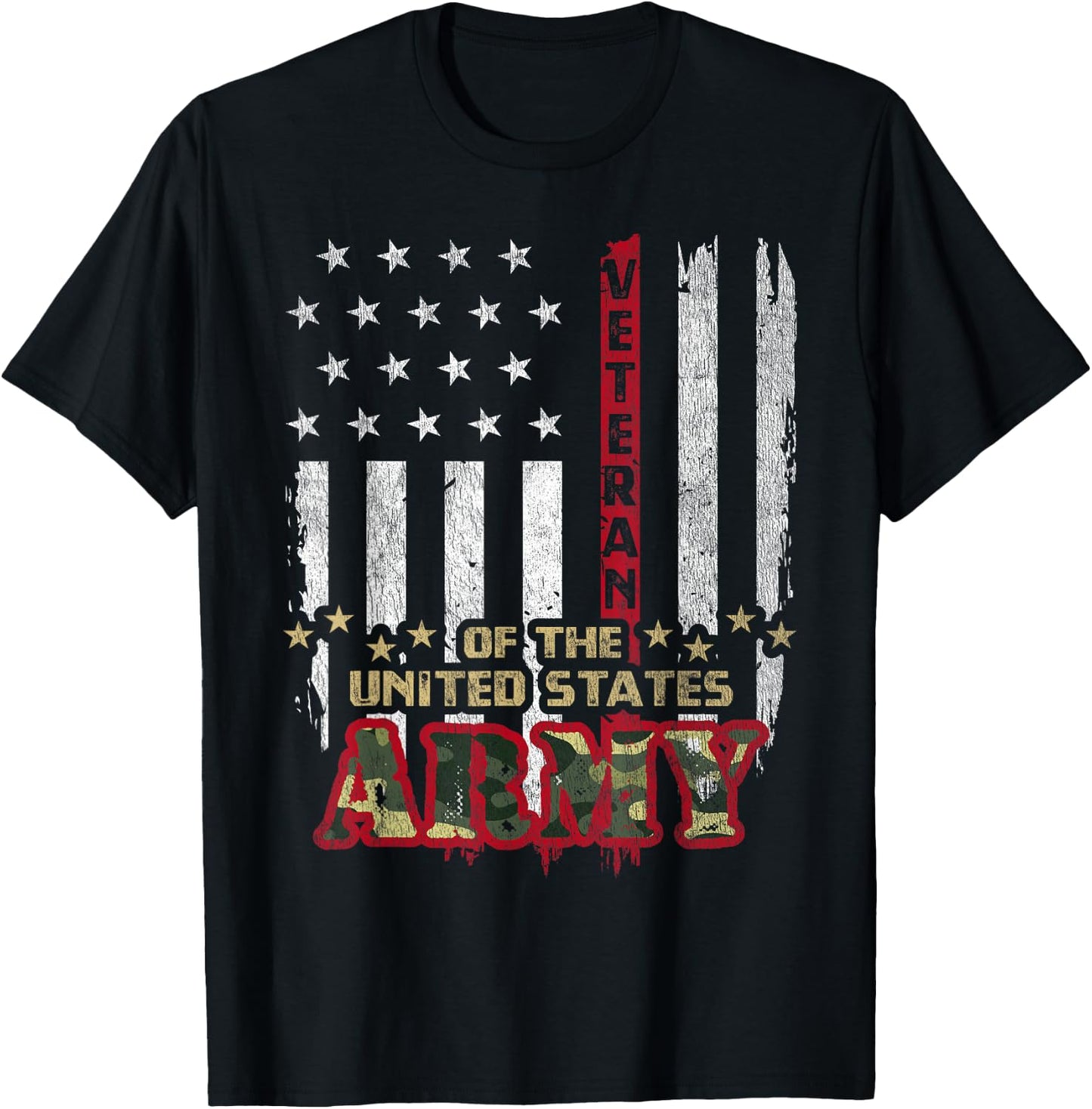 Vintage Patriotic U.S Army Veteran Red Line American Flag Girls Kids Men T-Shirt - T-Shirt | Black