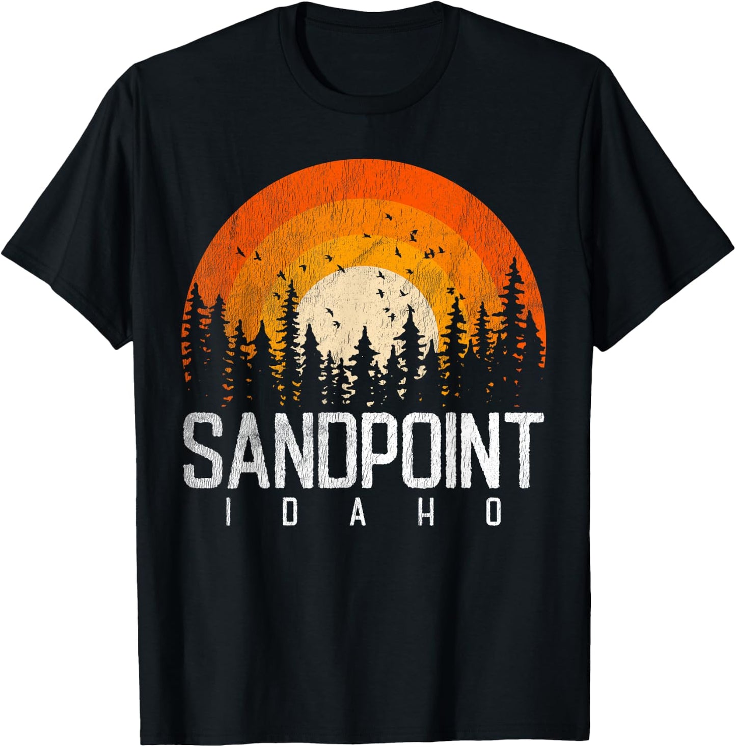Sandpoint Idaho ID Shirt Retro Vintage 70s 80s 90s Gift T-Shirt - T-Shirt | Black