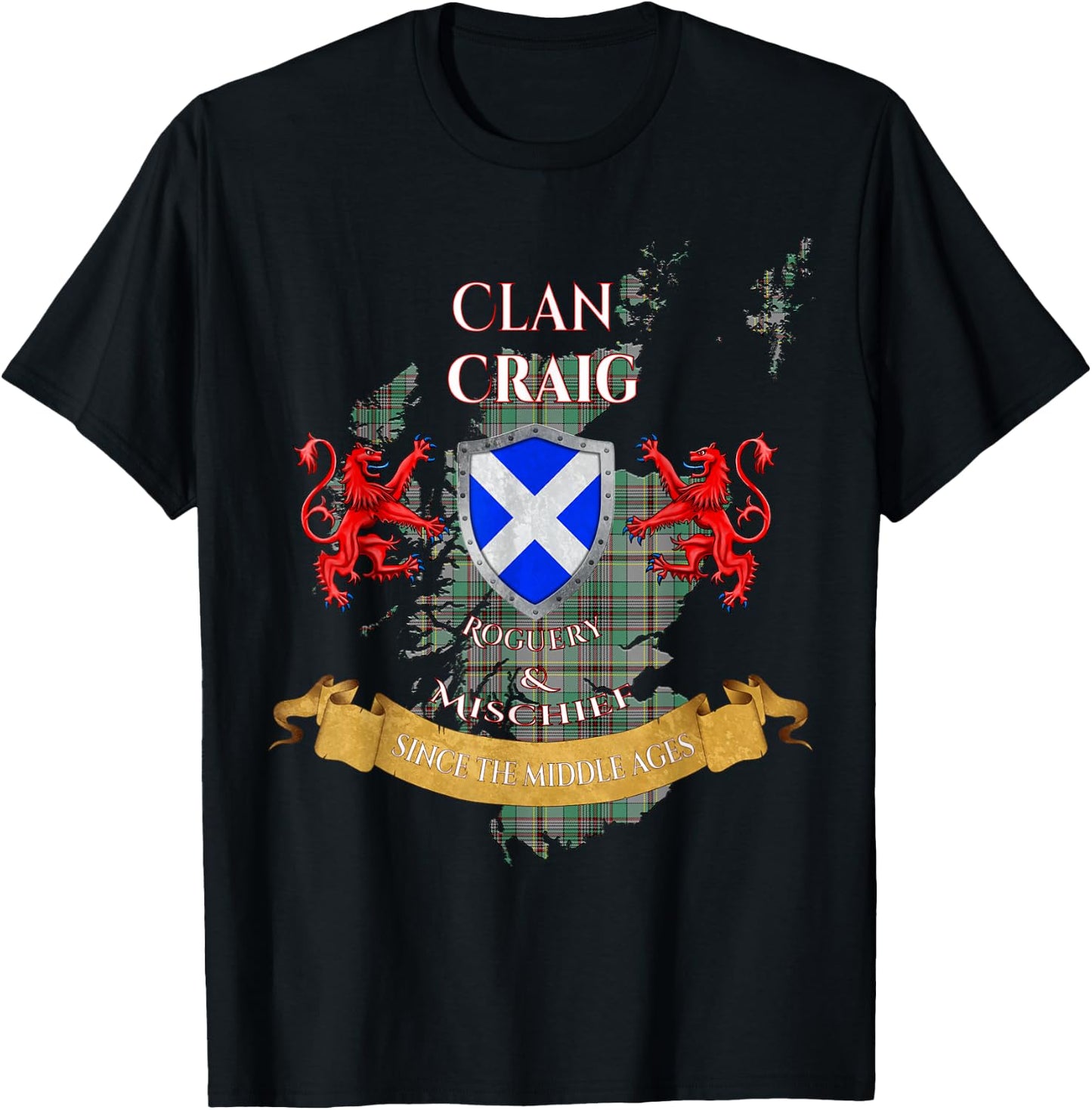 Craig Scottish Family Clan Middle Ages Mischief T-Shirt - T-Shirt | Black