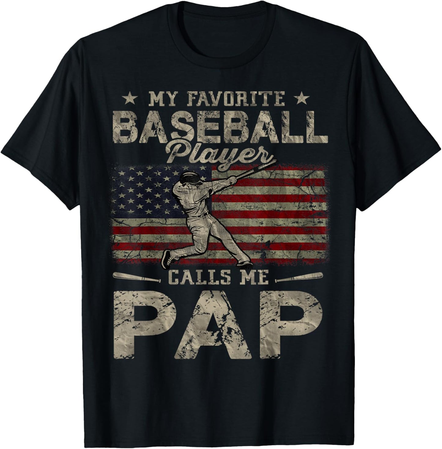 My Favorite Baseball Player Calls Me Pap Father's Day T-Shirt - T-Shirt | Black