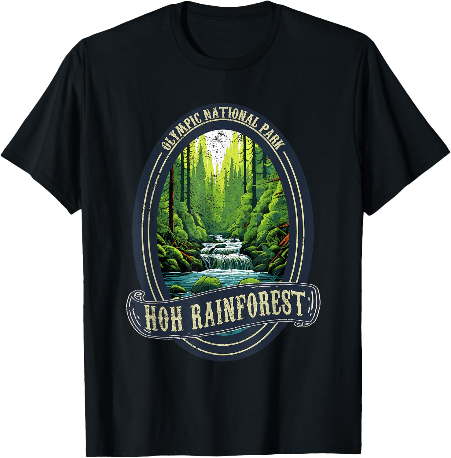 Olympic National Park Washington Hoh Rain Forest T-Shirt - T-Shirt | Black