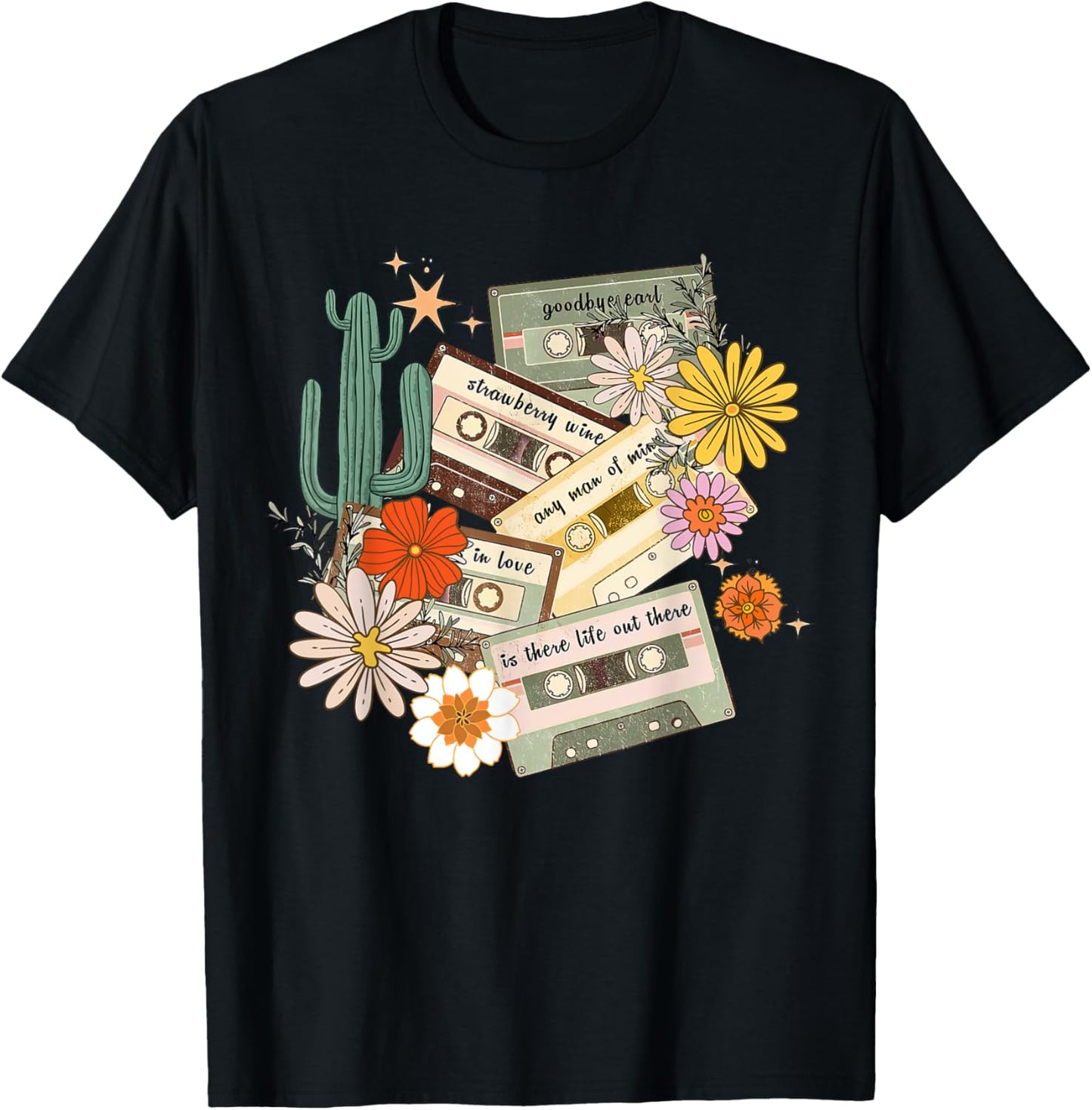 90s Country Music, Southern Farm, Old Mixtape Cassette Music T-Shirt - T-Shirt | Black