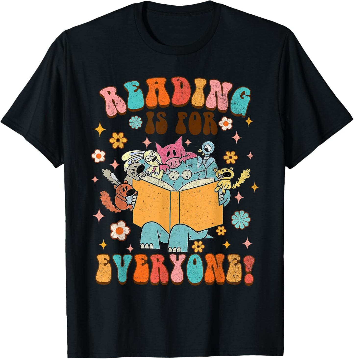 Reading is for Everyone Book Lover Bookworm Bookish Groovy T-Shirt - T-Shirt | Black