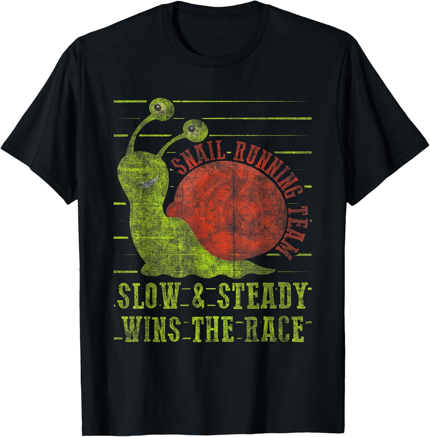 Snail Running Team Slow & Steady Wins The Race Funny Running T-Shirt - T-Shirt | Black