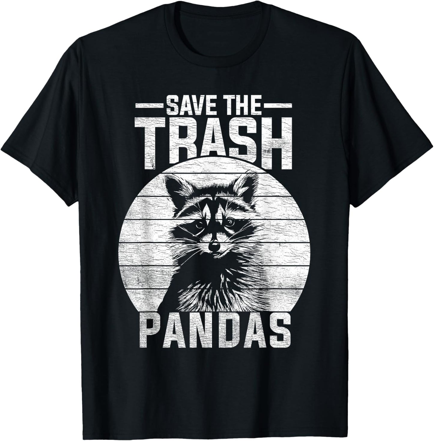 Vintage Retro Save The Trash Pandas Funny Raccoon T-Shirt - T-Shirt | Black