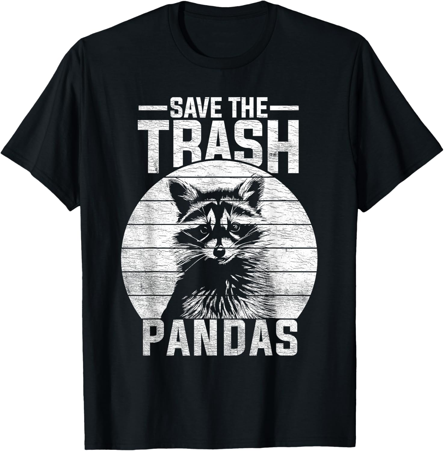 Vintage Retro Save The Trash Pandas Funny Raccoon T-Shirt - T-Shirt | Black