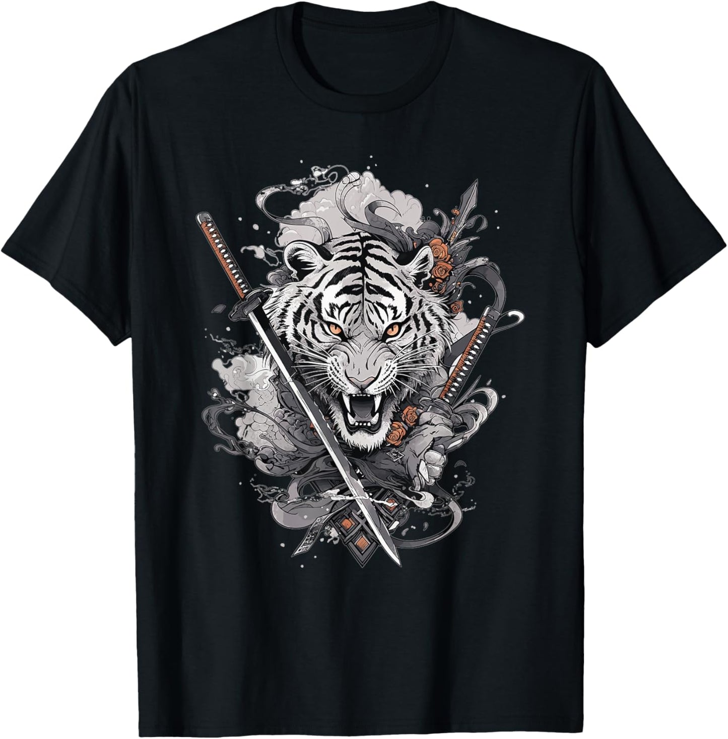 Japanese Samurai Ronin Sword Katana Japan Tiger Tattoo T-Shirt - T-Shirt | Black