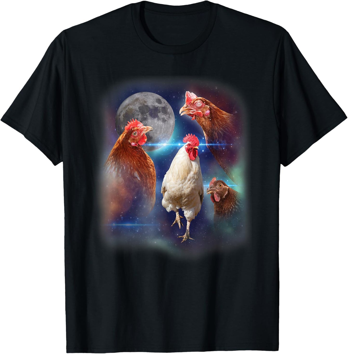 Howling at the Moon Shirt - Funny Chicken Shirt - Chicken T-Shirt - T-Shirt | Black