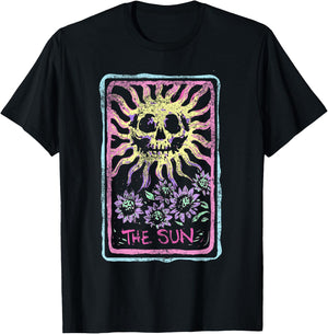 The Sun Death Tarot Card Witchcraft Pastel Goth Skeleton T-Shirt - T-Shirt | Black