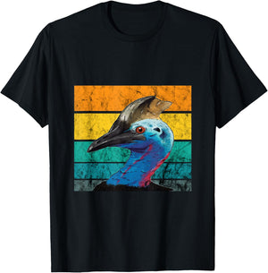 Cassowary Vintage Retro Cassowaries Casque Big Dino Bird T-Shirt - T-Shirt | Black