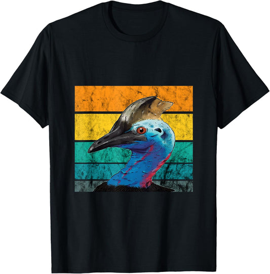 Cassowary Vintage Retro Cassowaries Casque Big Dino Bird T-Shirt - T-Shirt | Black