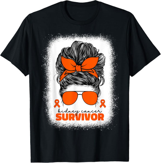 Kidney Cancer Survivor Orange Ribbon Kidney Cancer T-Shirt - T-Shirt | Black