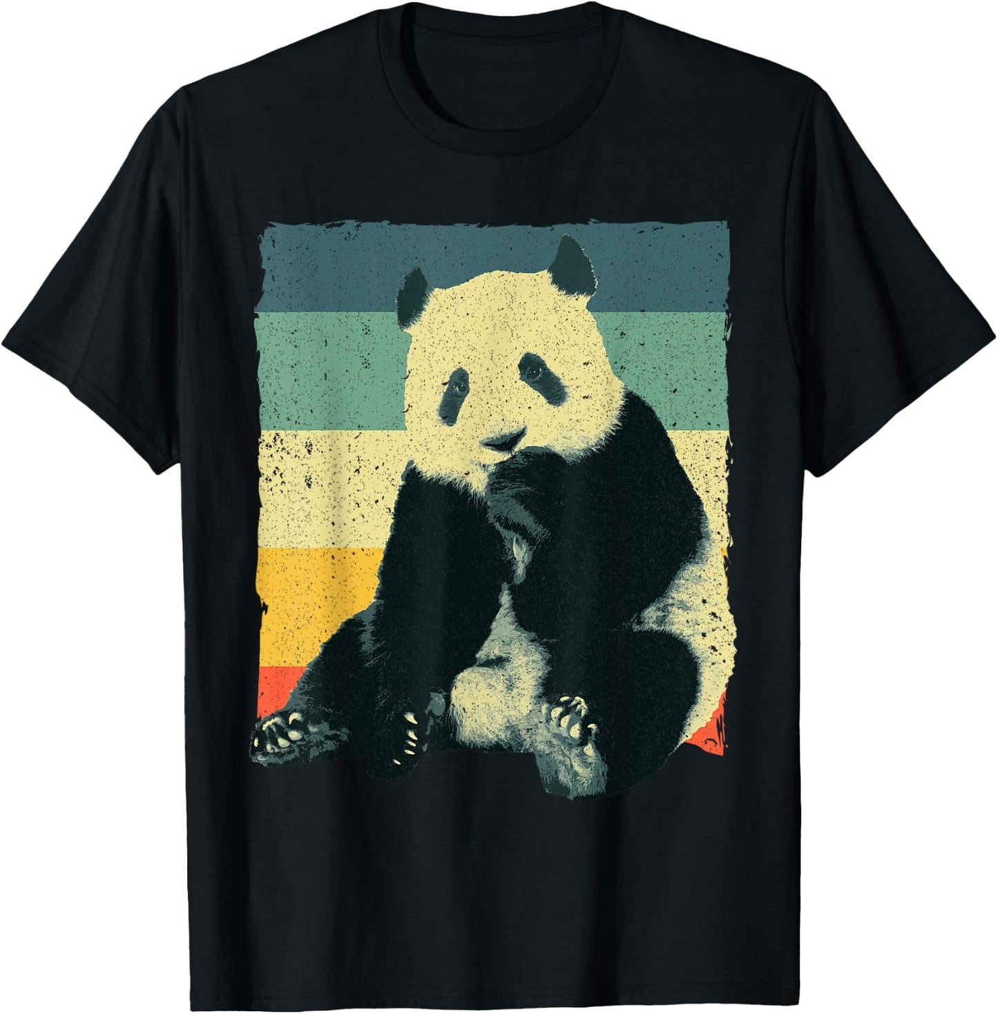 Funny Panda Design Women Kids Retro Panda Bear Lover T-Shirt - T-Shirt | Black