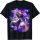 Cosmic Wolf Howling At Moon In Space T-Shirt - T-Shirt | Black