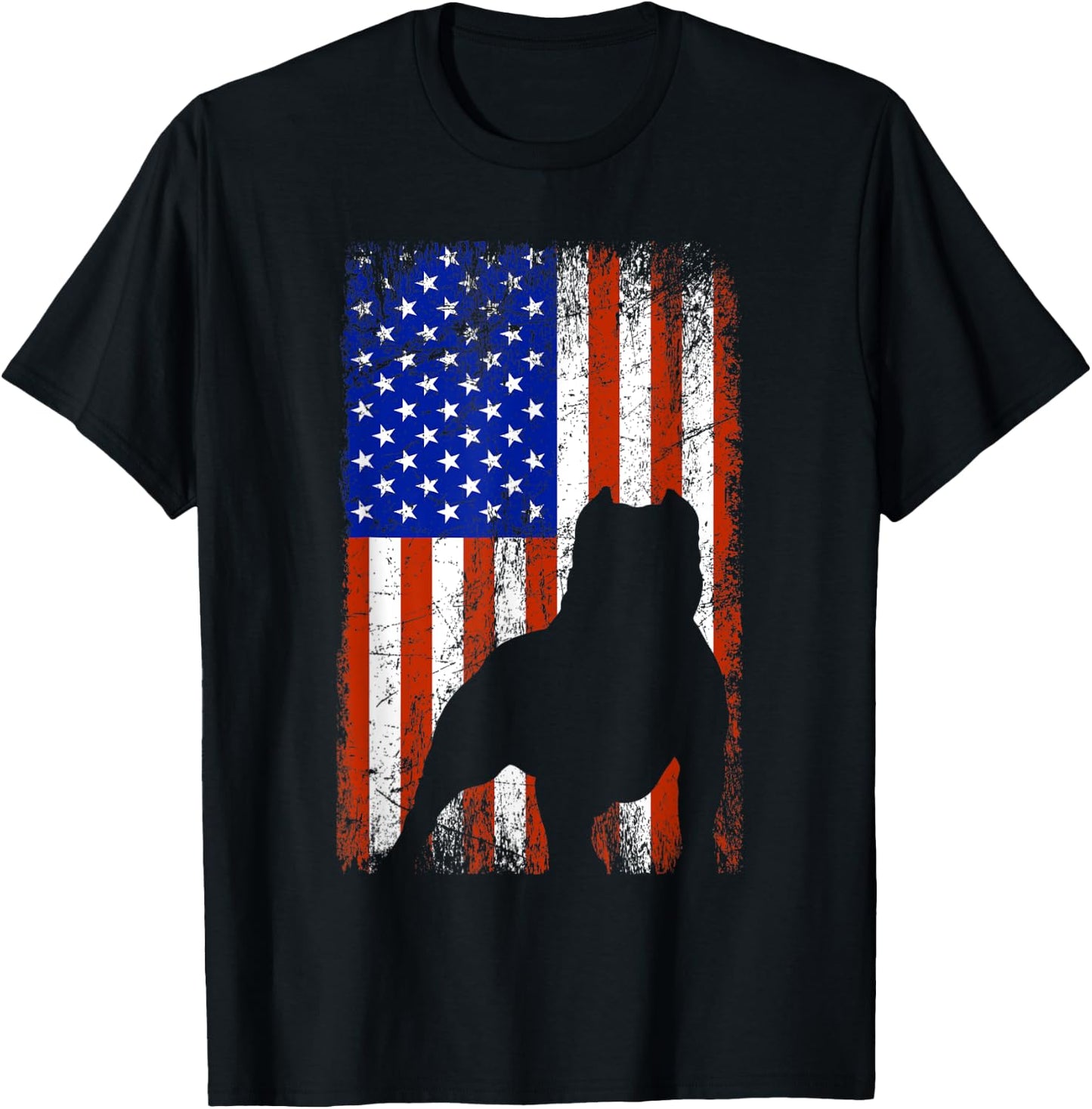 American Bully Bullypit Dog American USA Flag Men Women Kids T-Shirt - T-Shirt | Black