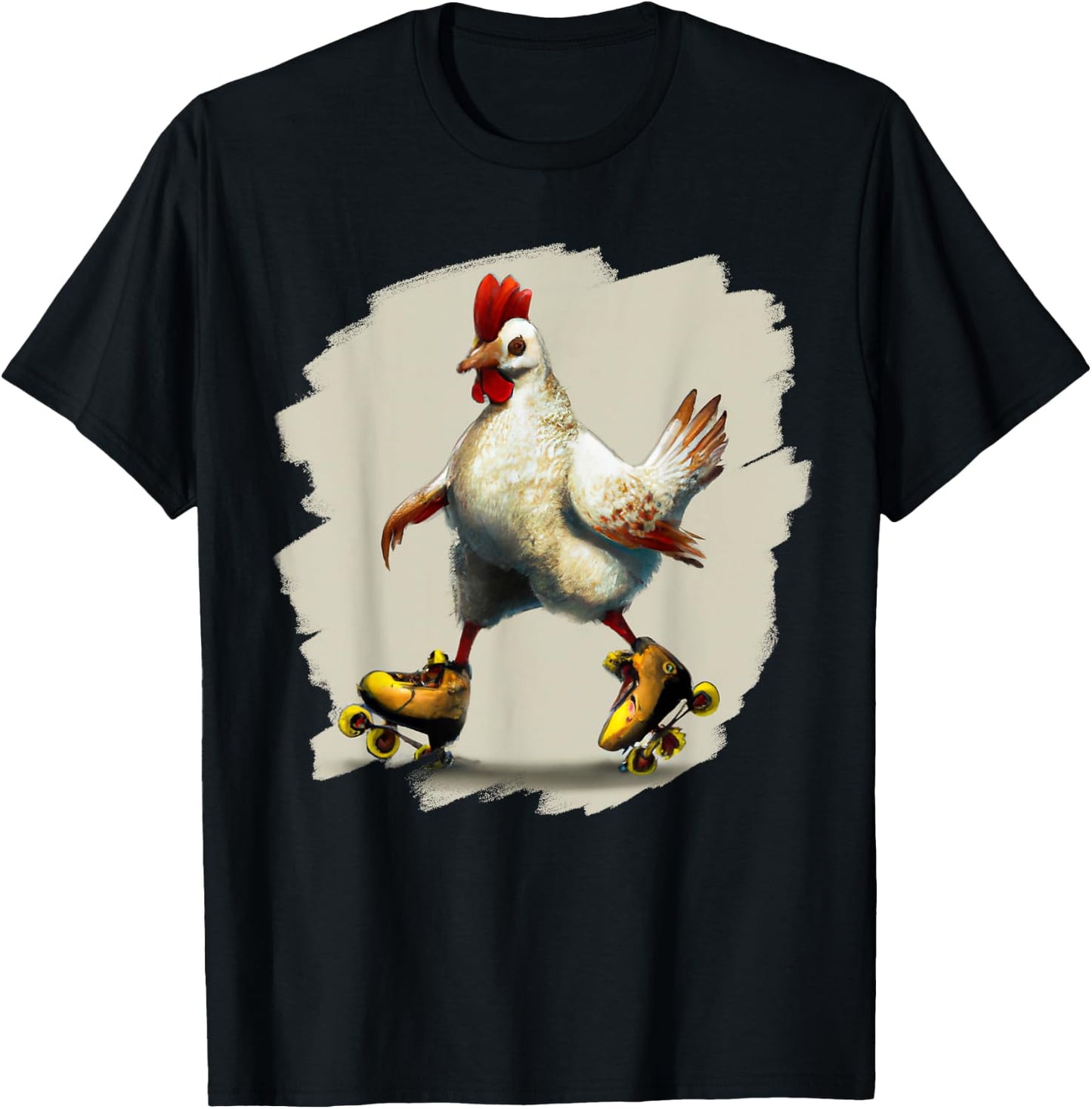 Funny Chicken Roller Skates Farm Animal Skating Roller Derby T-Shirt - T-Shirt | Black