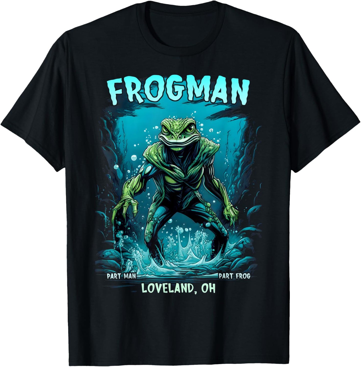 Loveland Frogman Cryptid Creature Cryptozoology T-Shirt - T-Shirt | Black