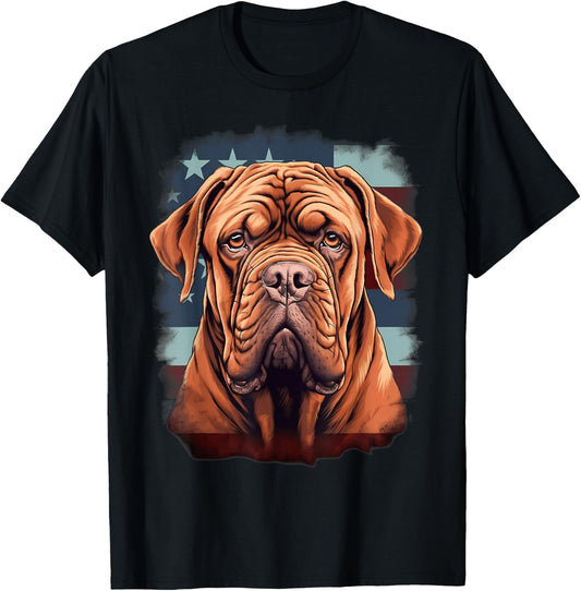 4th Of July US Flag French Mastiff Dog T-Shirt - T-Shirt | Black