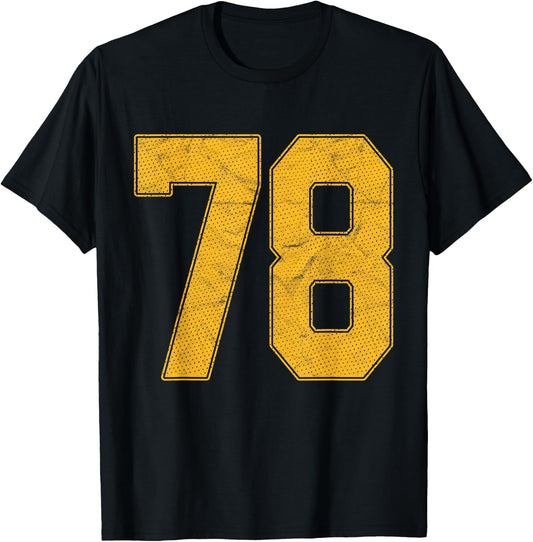 Number 78 Numbered Uniform Sports Team Jersey 78th Birthday T-Shirt - T-Shirt | Black