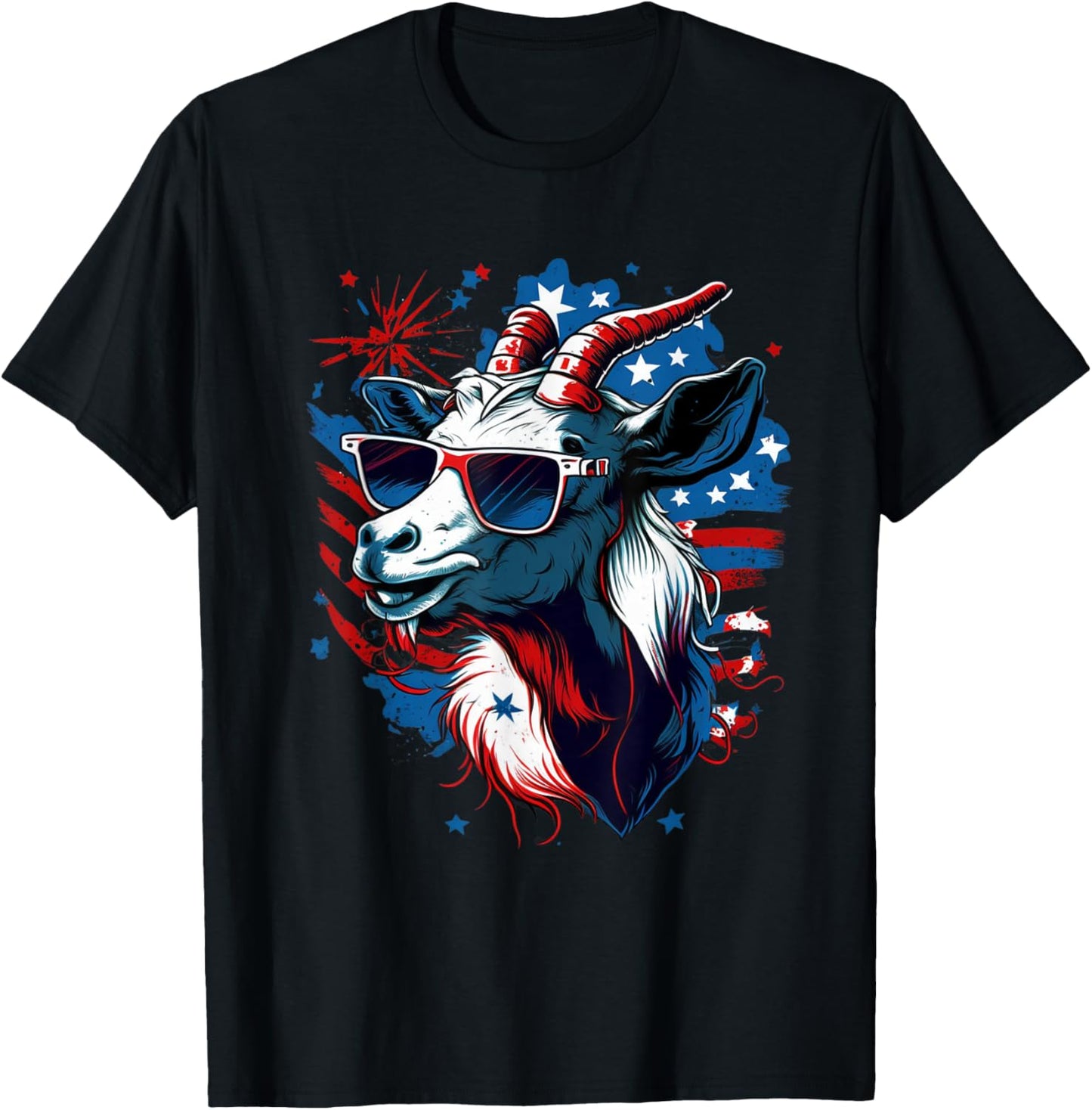 USA Patriotic Goat 4th of July Boys Funny Goat Americaaa T-Shirt - T-Shirt | Black